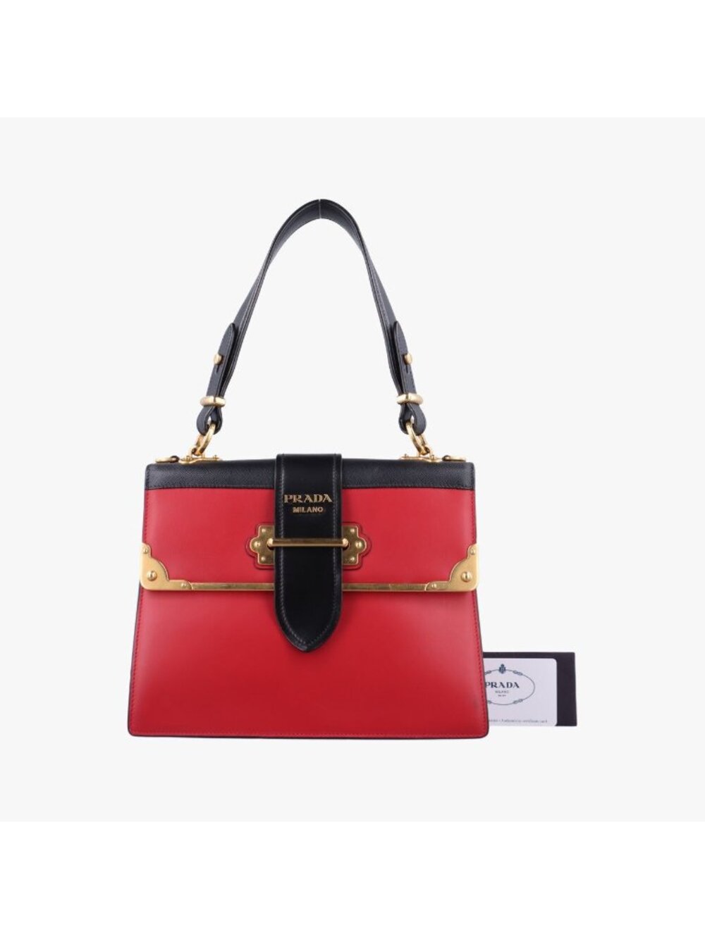 Prada Cahier Red Black Leather